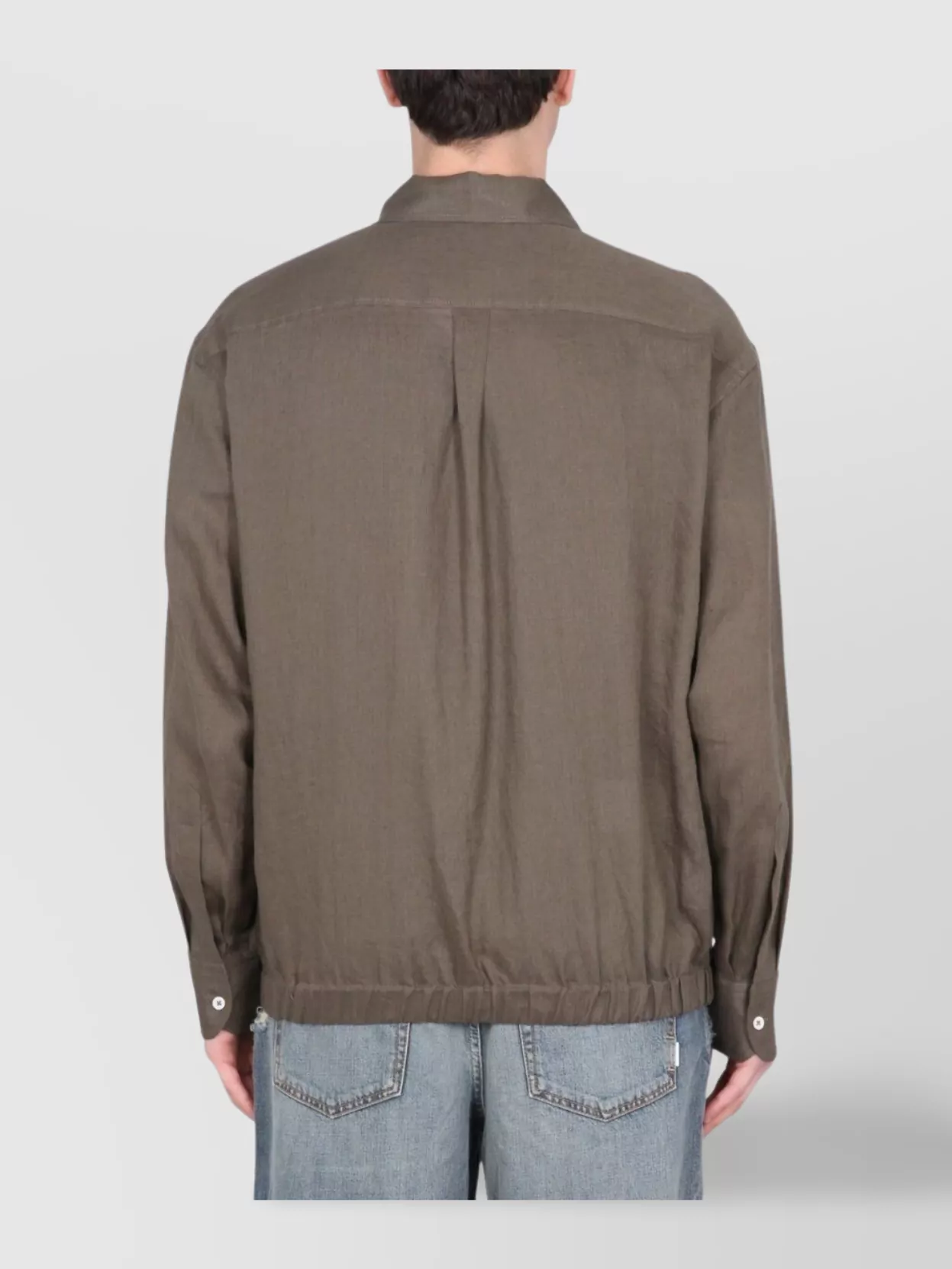 Pt Torino Elasticated Collared Linen Jacket In Gray