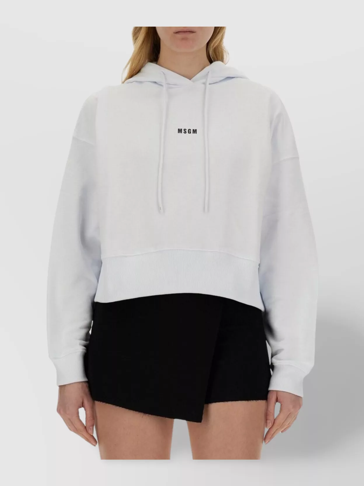 Msgm Hooded Logo Sweatshirt With Ribbed Finish