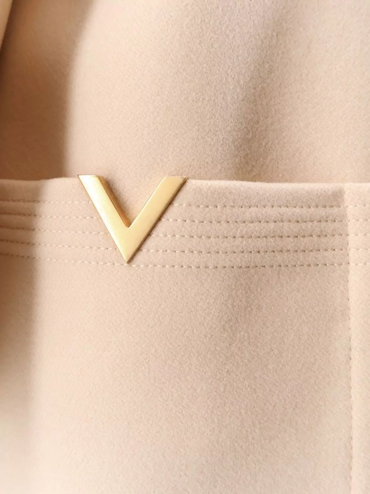 Valentino Long Virgin Wool Coat With Gold Hardware