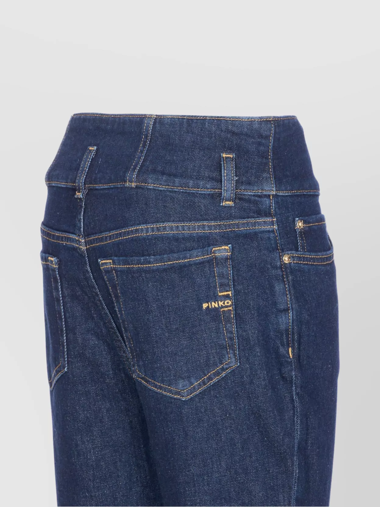 Pinko Trousers Featuring Contrast Stitching And High Waist In Blue