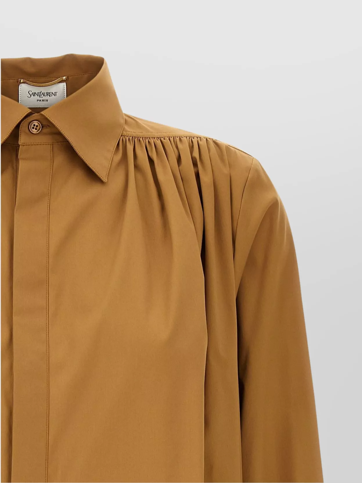 Saint Laurent Pleated Shoulder Long Sleeve Blouse