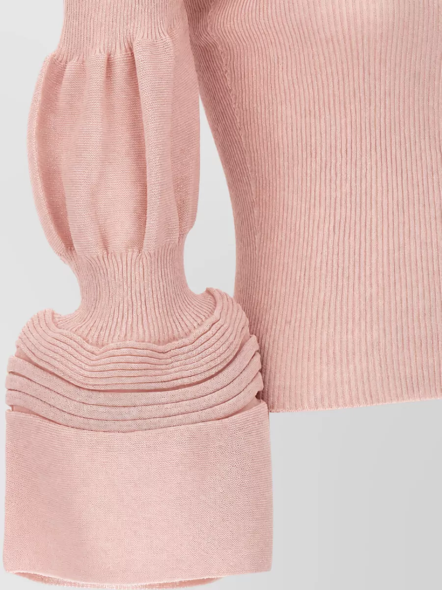Issey Miyake Long-Sleeve Puff-Sleeve Knit Top