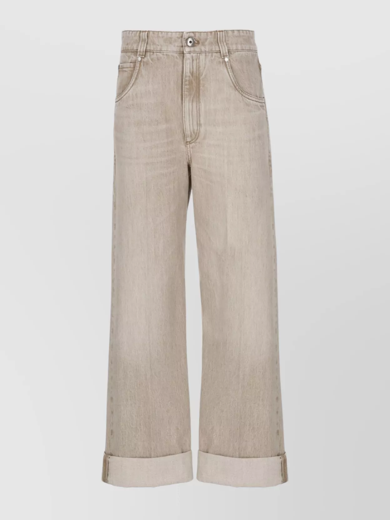 Brunello Cucinelli Palazzo Jeans With Cuffed Hem And Pockets In Multi