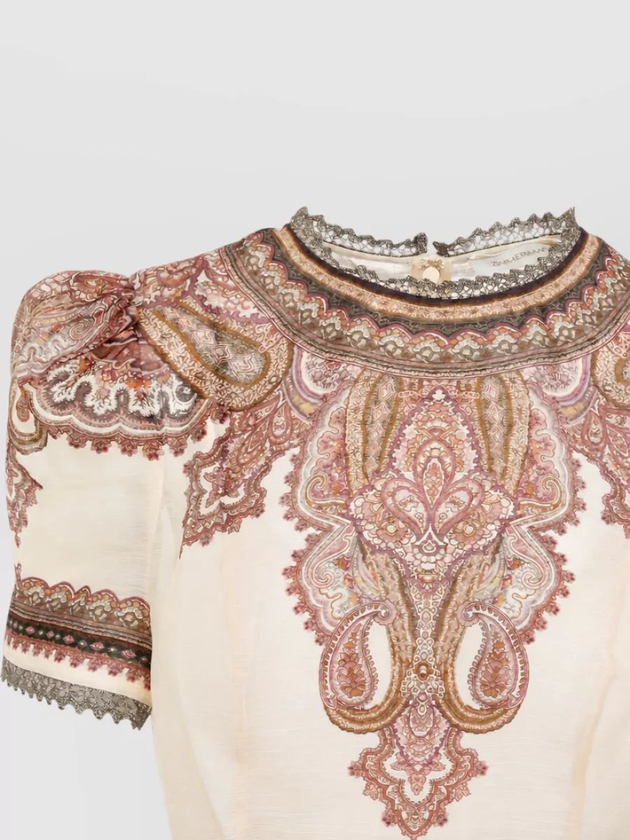 Zimmermann Silk Linen Printed Mini Dress