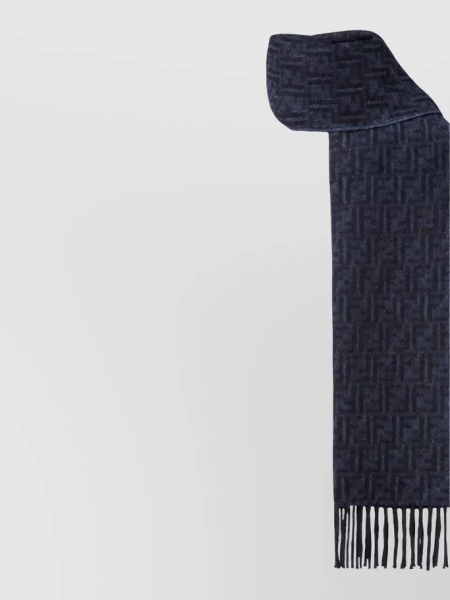 Fendi Cashmere Wool Fringed Scarf