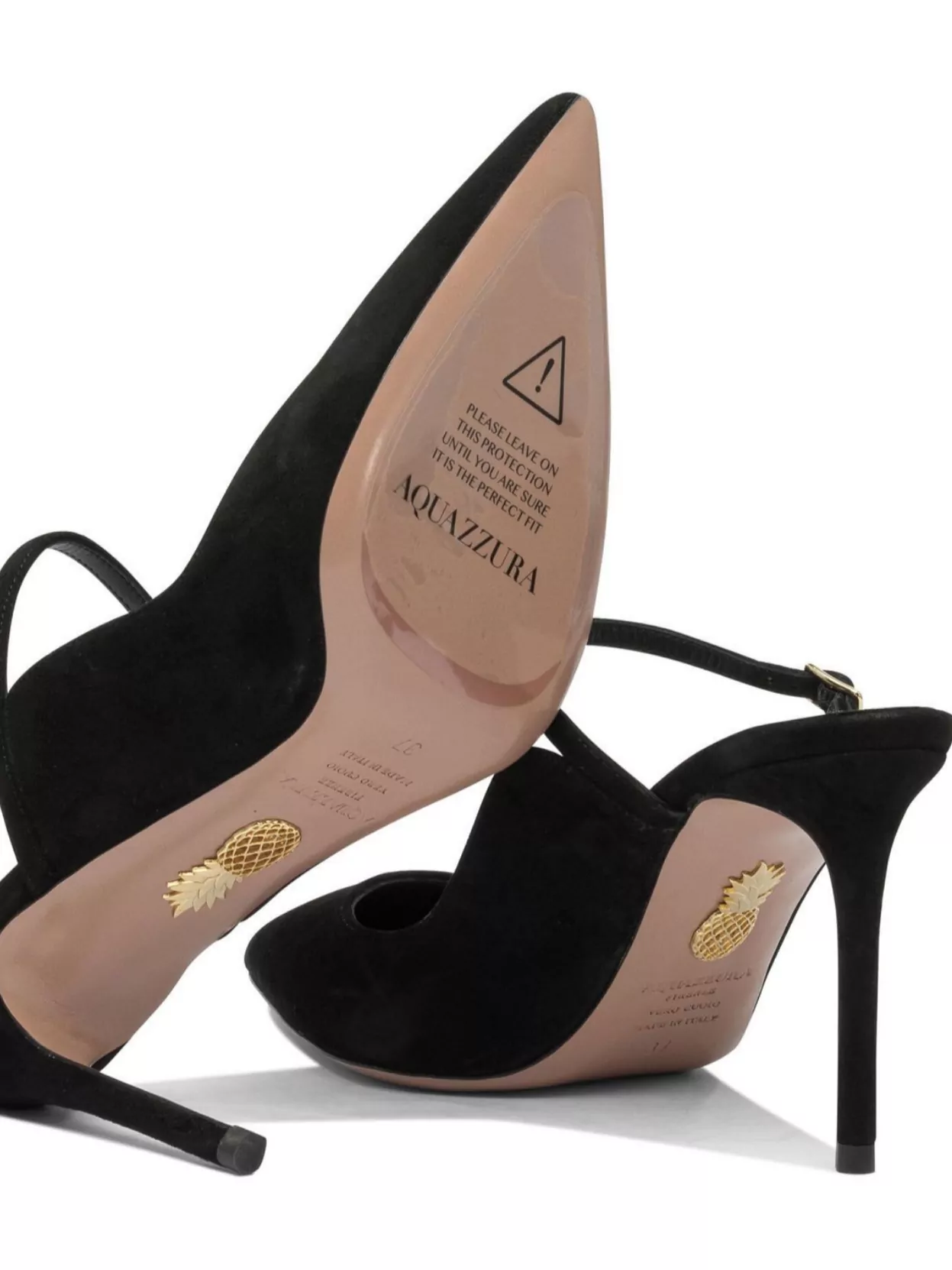 Aquazzura Strap Buckle Pointed Toe Stiletto Suede