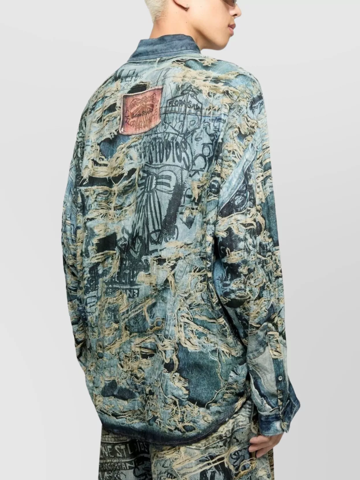 Acne Studios Casual Distressed Graphic Print Shirt