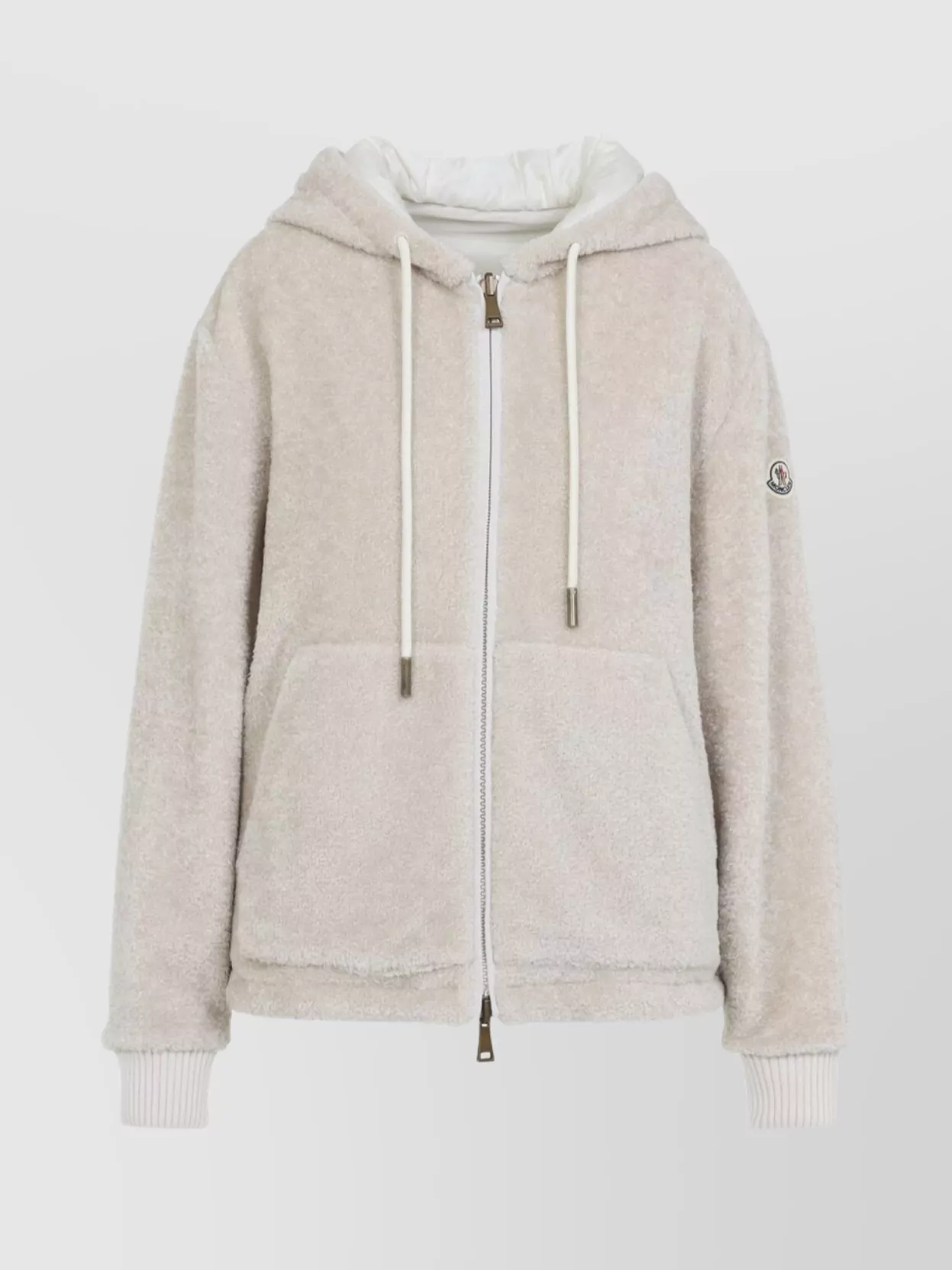 Moncler Hooded Cardigan Featuring Front Pockets In White