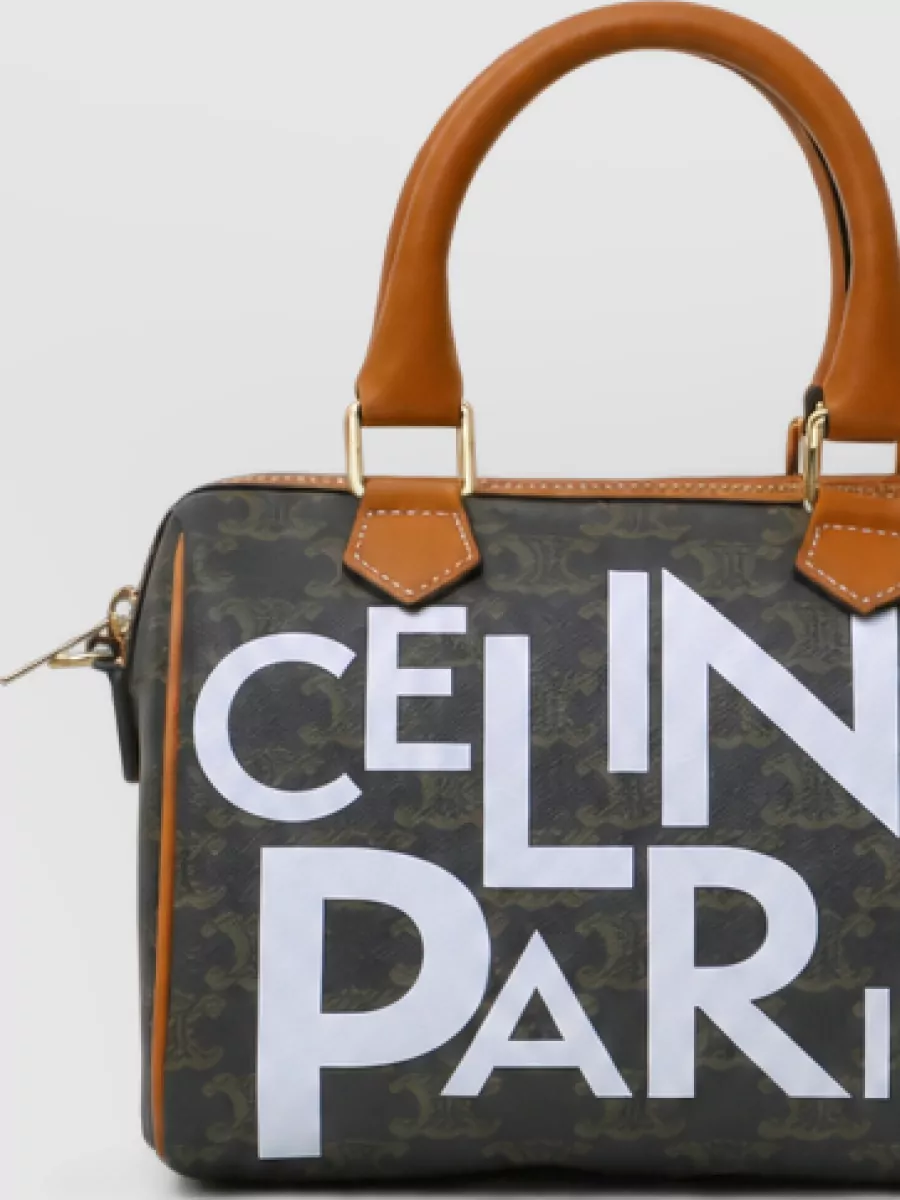 Celine Alphabet Print Small Boston Bag