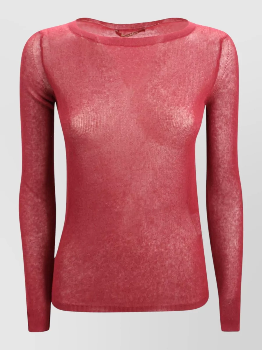 S Max Mara Popcorn-Knit Fitted Boat Neck Long-Sleeve Sweater