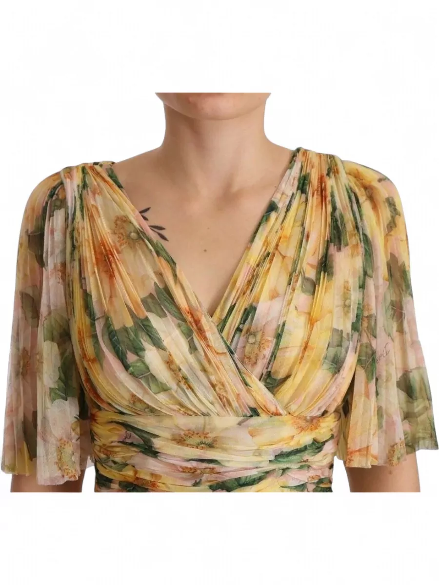 Dolce&Gabbana Silk Floral-Print Pleated Maxi Dress