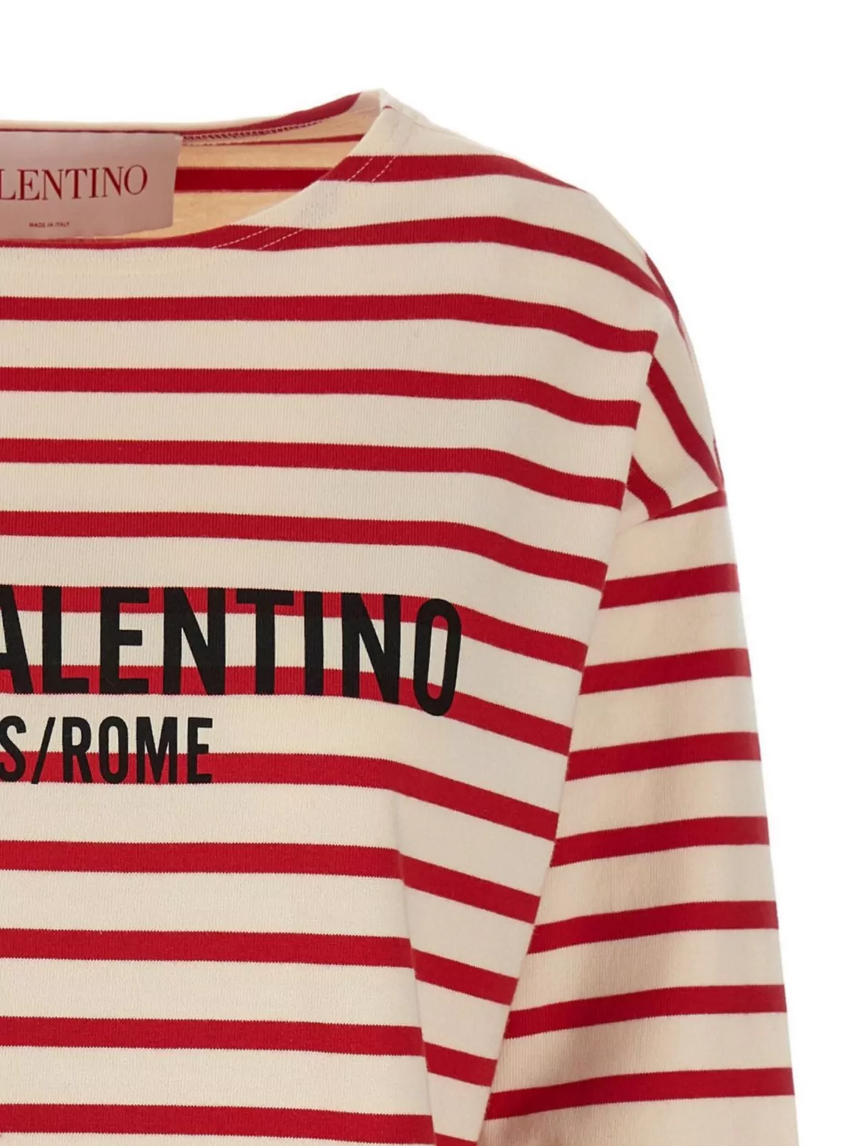 Valentino Womens Avorio Rosso Striped Brand-print Cotton-jersey T-shirt
