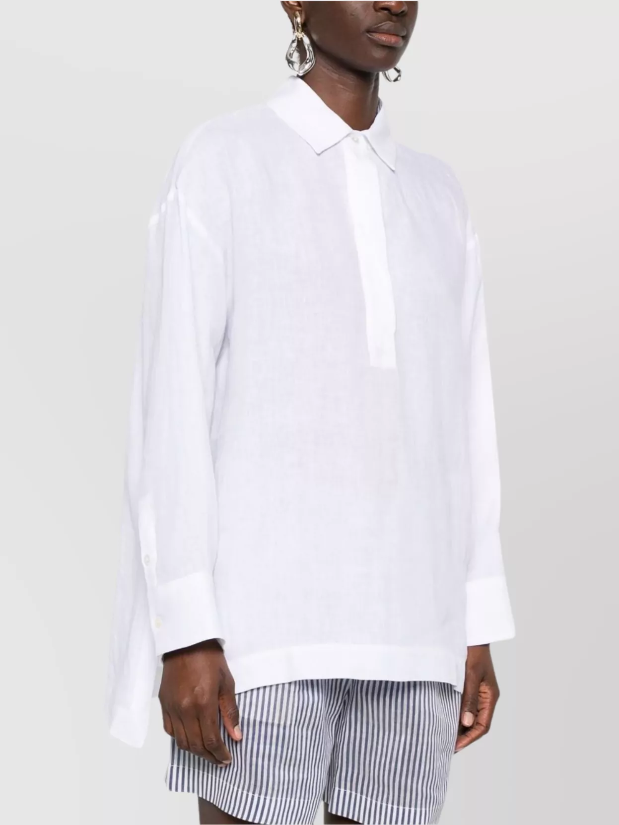 Shop 's Max Mara Buttoned Collared Top Side Slits