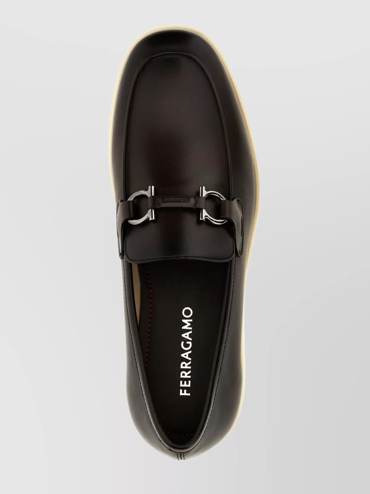 Ferragamo Hardware Embellished Round Toe Rubber Sole Loafers