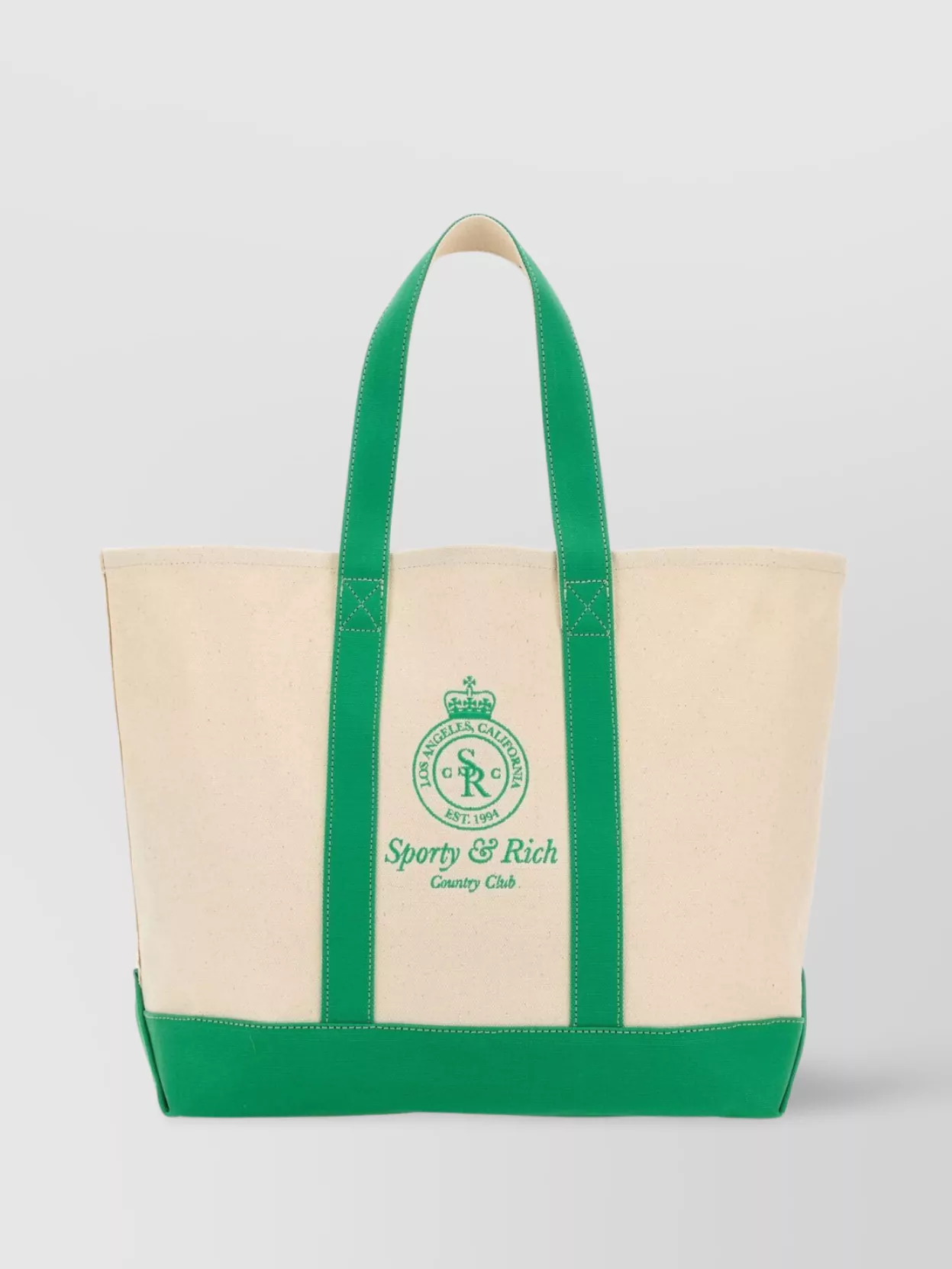 Shop Sporty And Rich Cotton Canvas Shopping Bag With Contrasting Handles