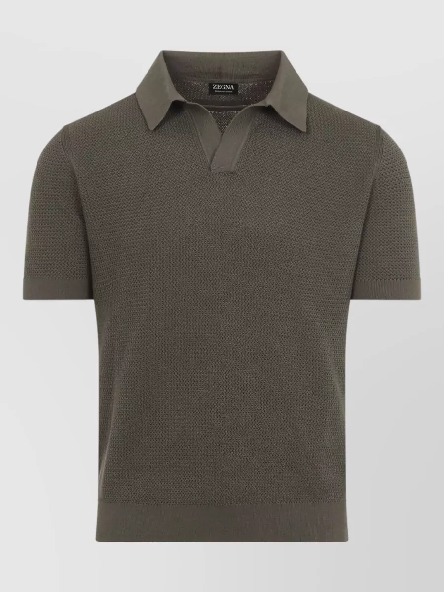 Zegna Cotton V-Neck Short-Sleeve Polo Shirt