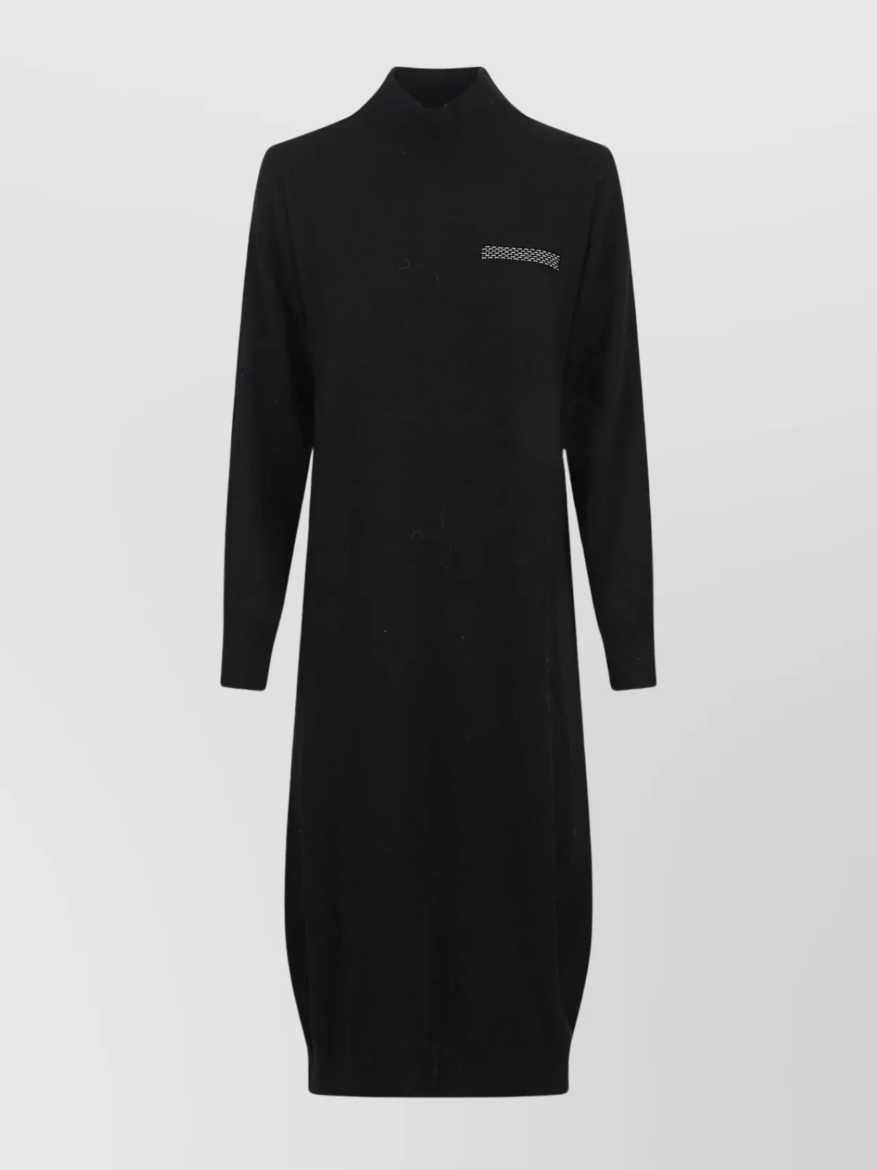 Peserico Knit Dress With Long Sleeves And Ribbed Cuffs In Black