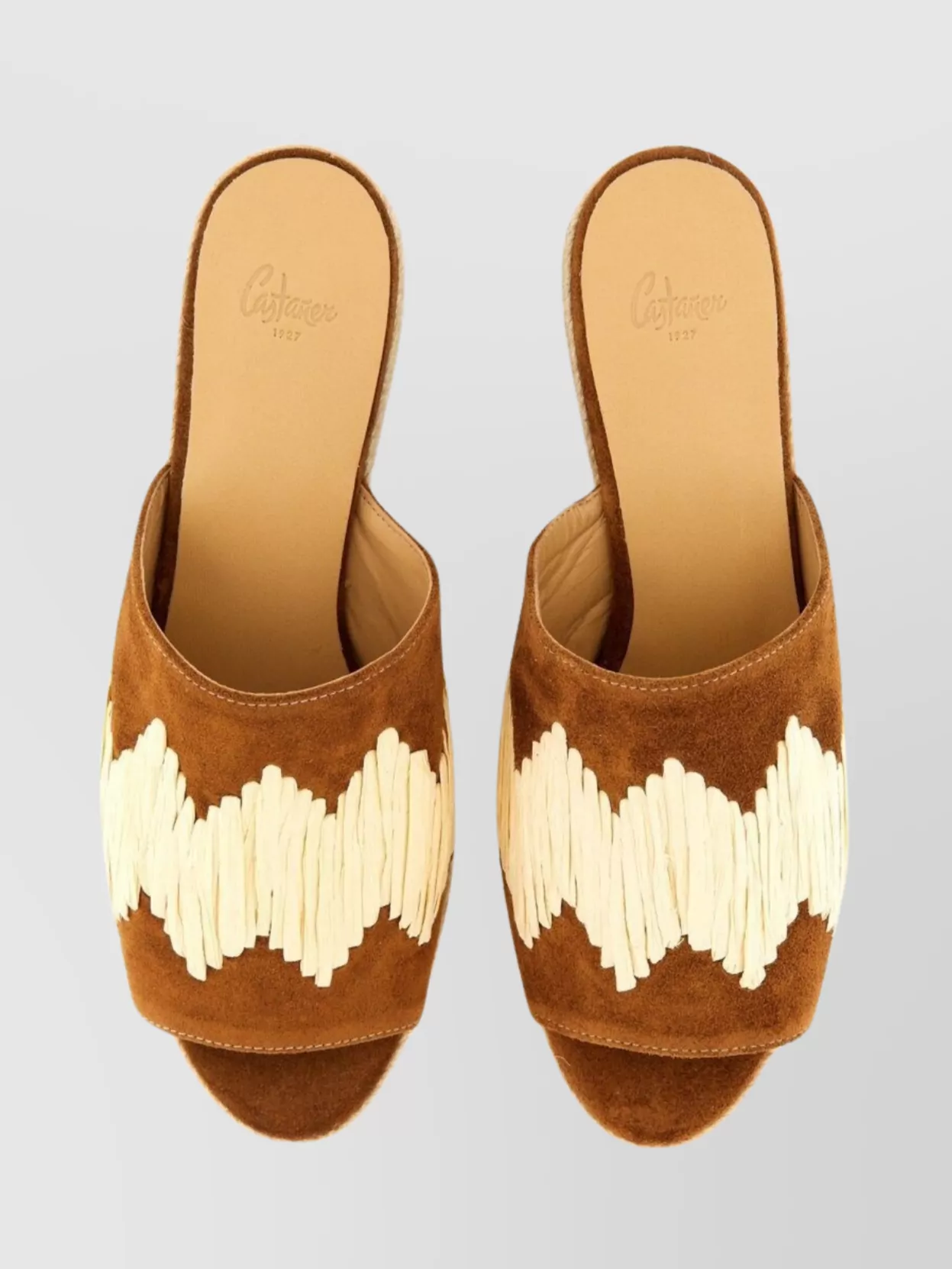 Castaã±er Wedge Heel Open Toe Embroidered Mules