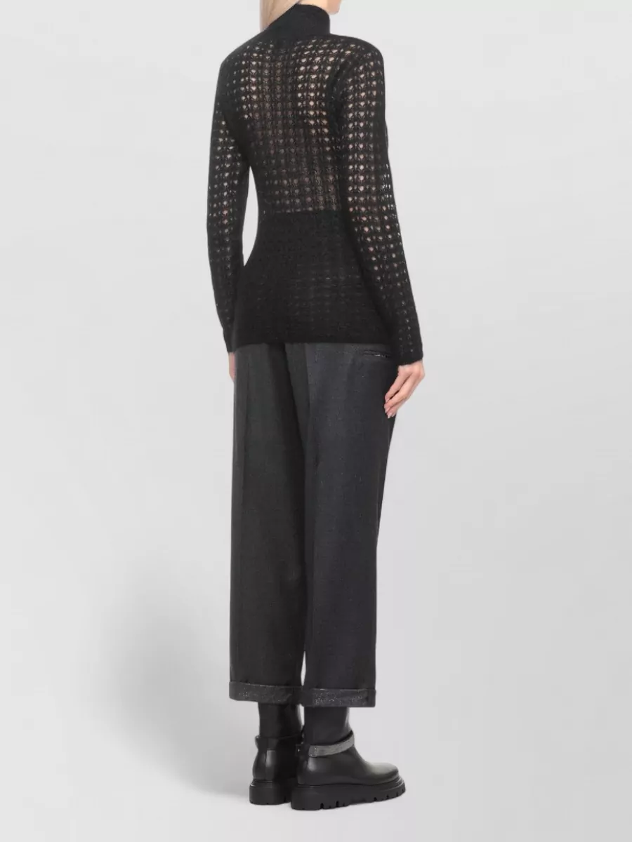 Fabiana Filippi Perforated Knit Sweater High Neck
