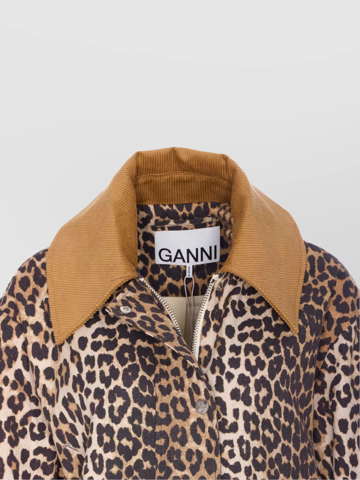 Ganni Leopard Print Midi Jacket