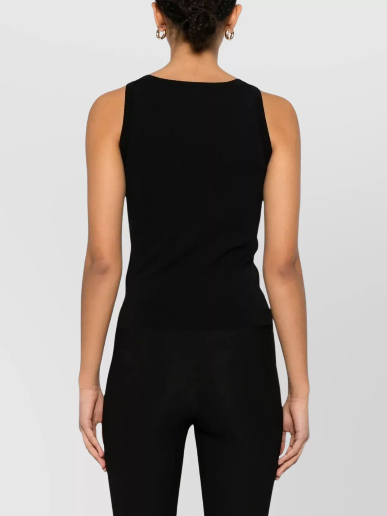Max Mara Sleeveless Square Neck Ribbed Texture Top