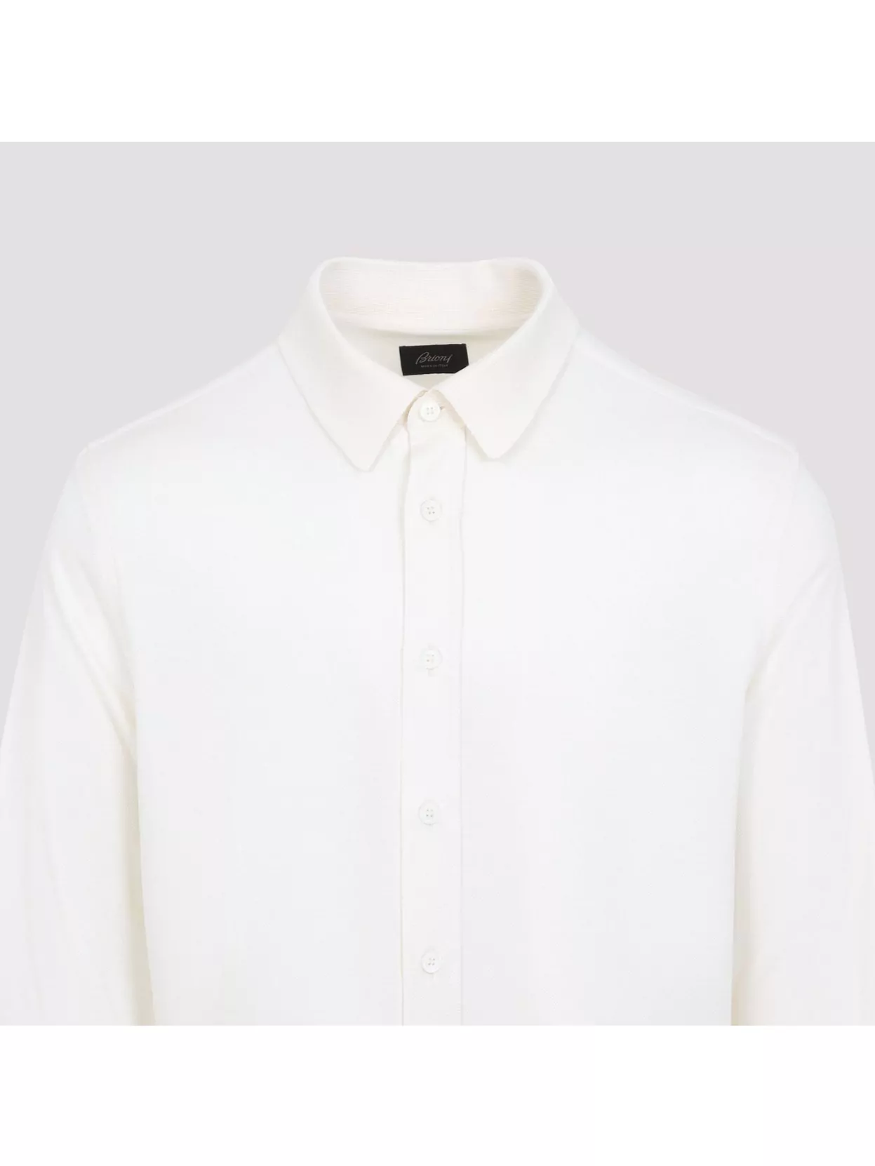 Brioni Texturized Silk Ls Shirt With Pointed Collar