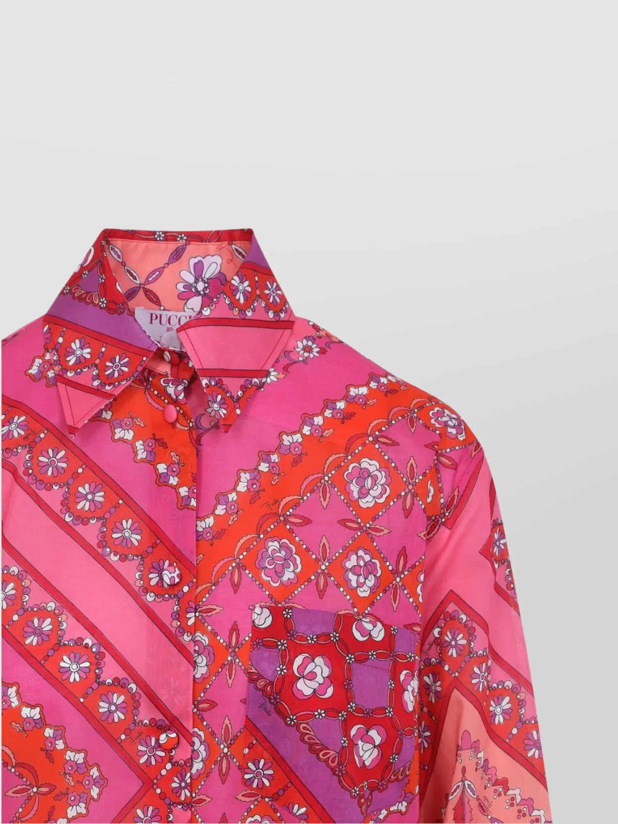 Pucci Geometric And Floral Pattern Shirt In Pink