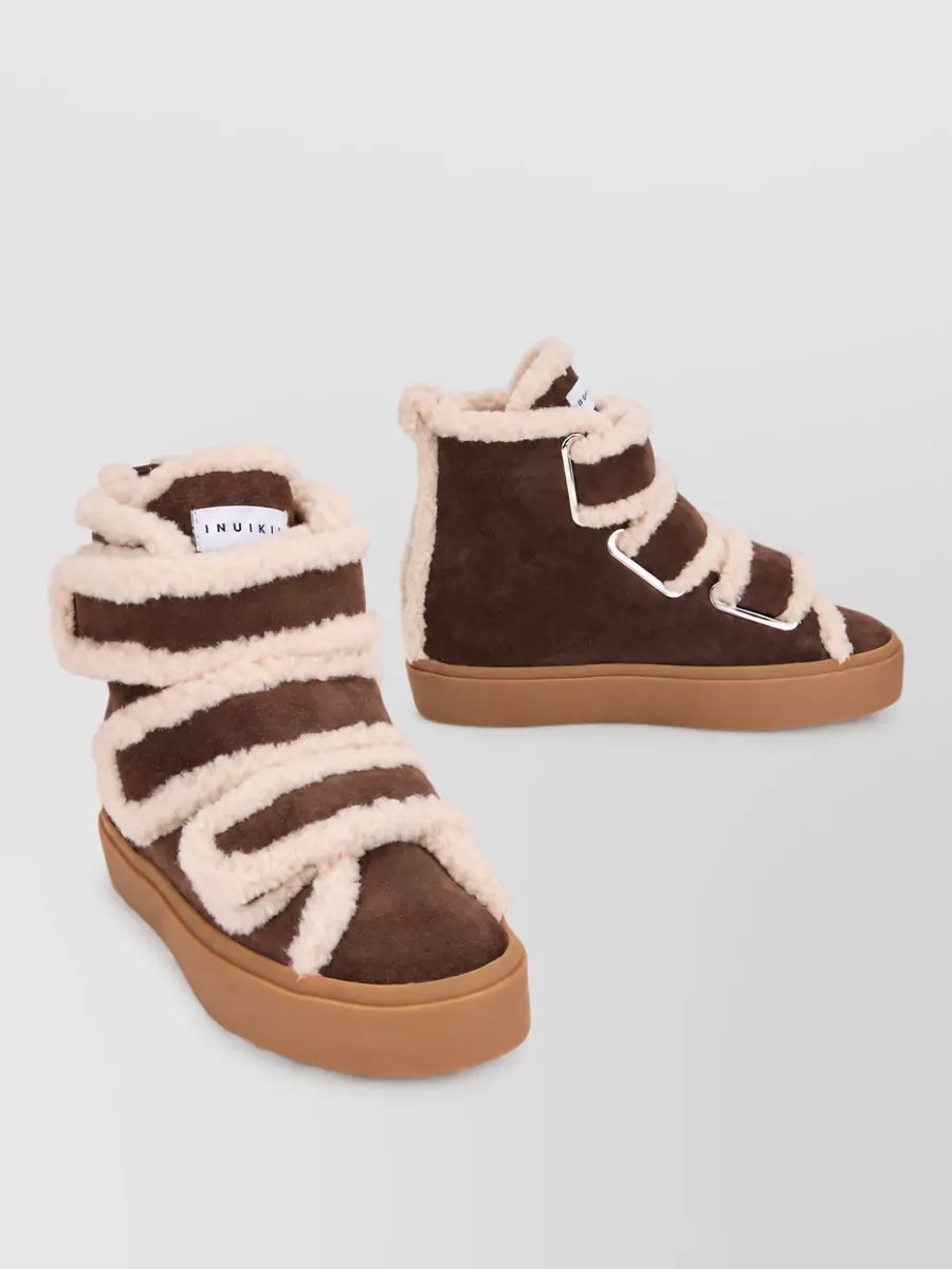 Inuikii Suede Fur Trim Ankle Boots