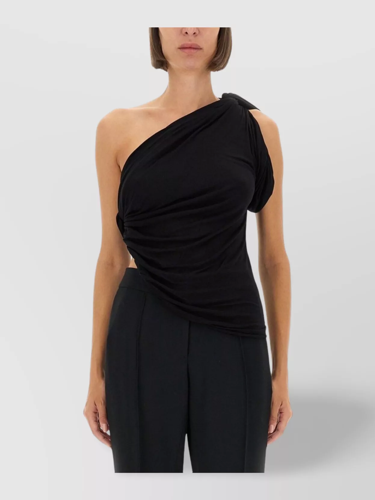 Rick Owens Lilies Asymmetric One-Shoulder Draped Top