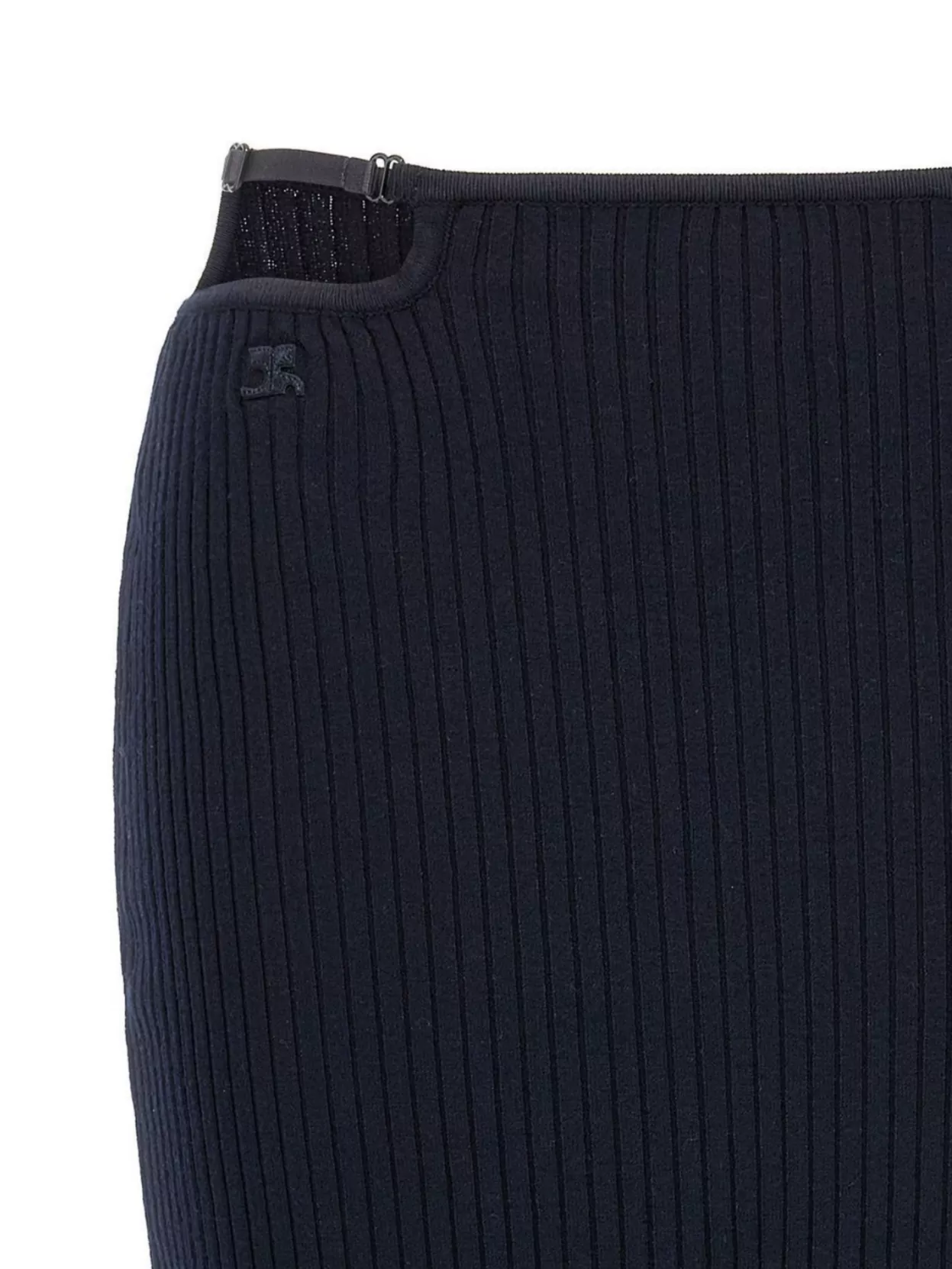 Courrèges High Waist Ribbed Knit Midi Skirt