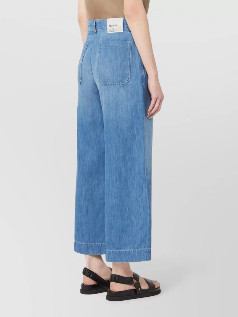 S Max Mara Denim Cropped Wide-Leg Trousers