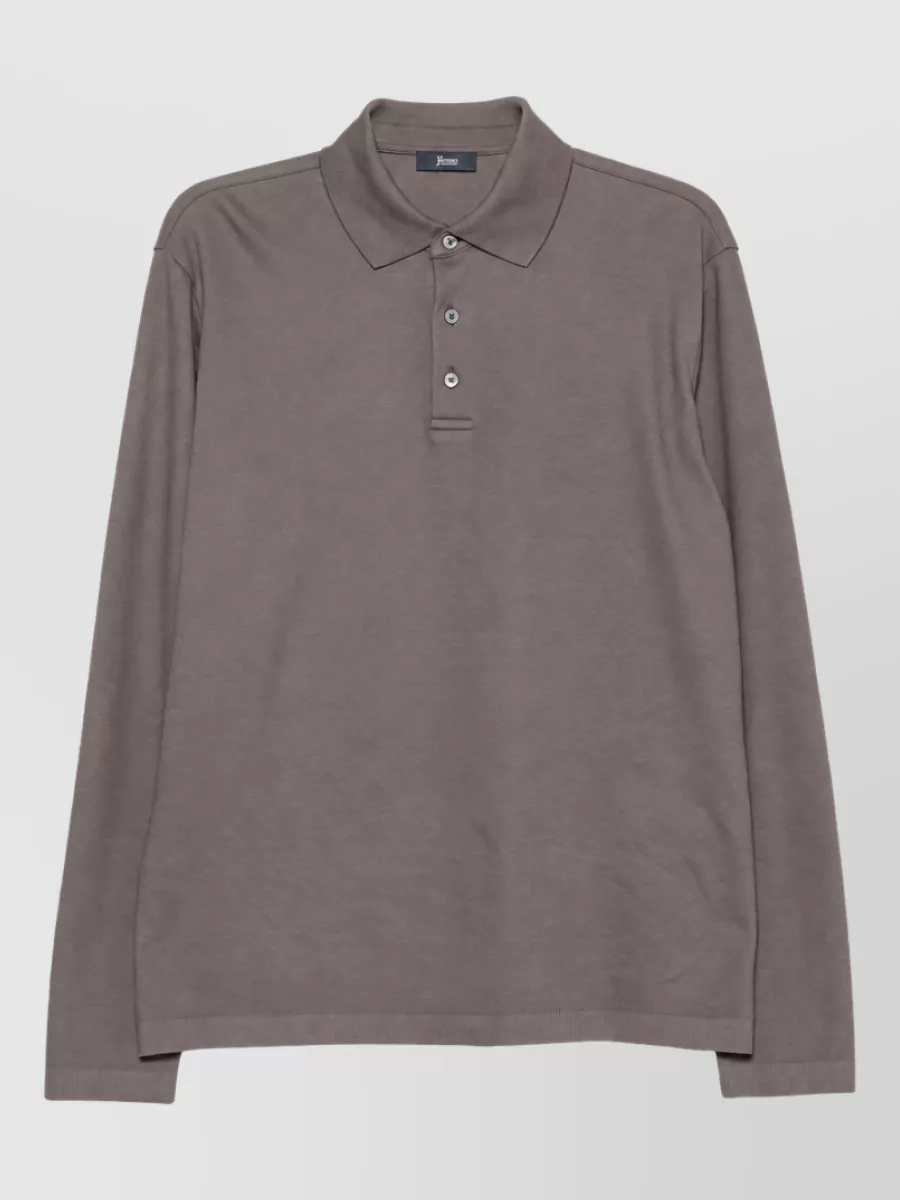 Herno Cashmere cotton long-sleeve polo shirt