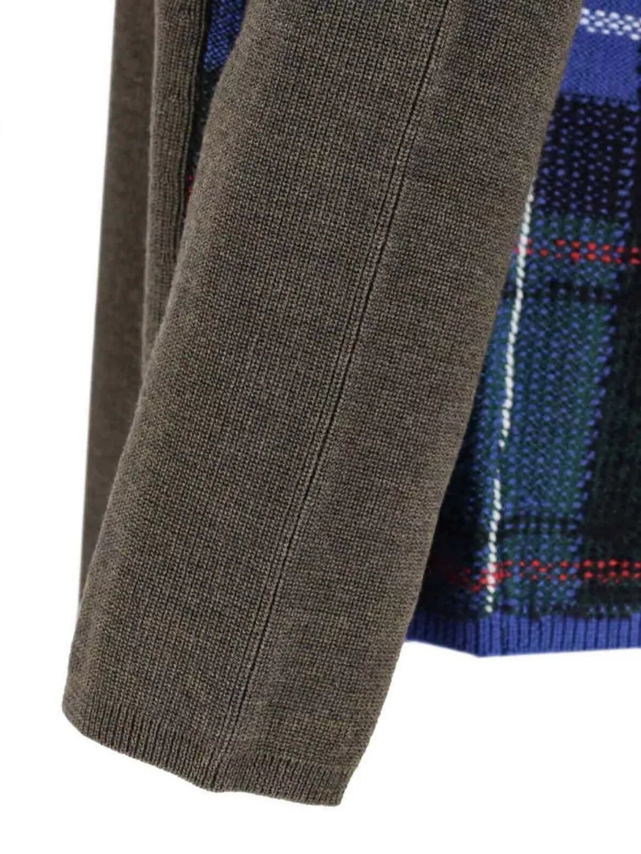 Comme Des Garçons Asymmetric Hem Long Sleeve Plaid Sweater