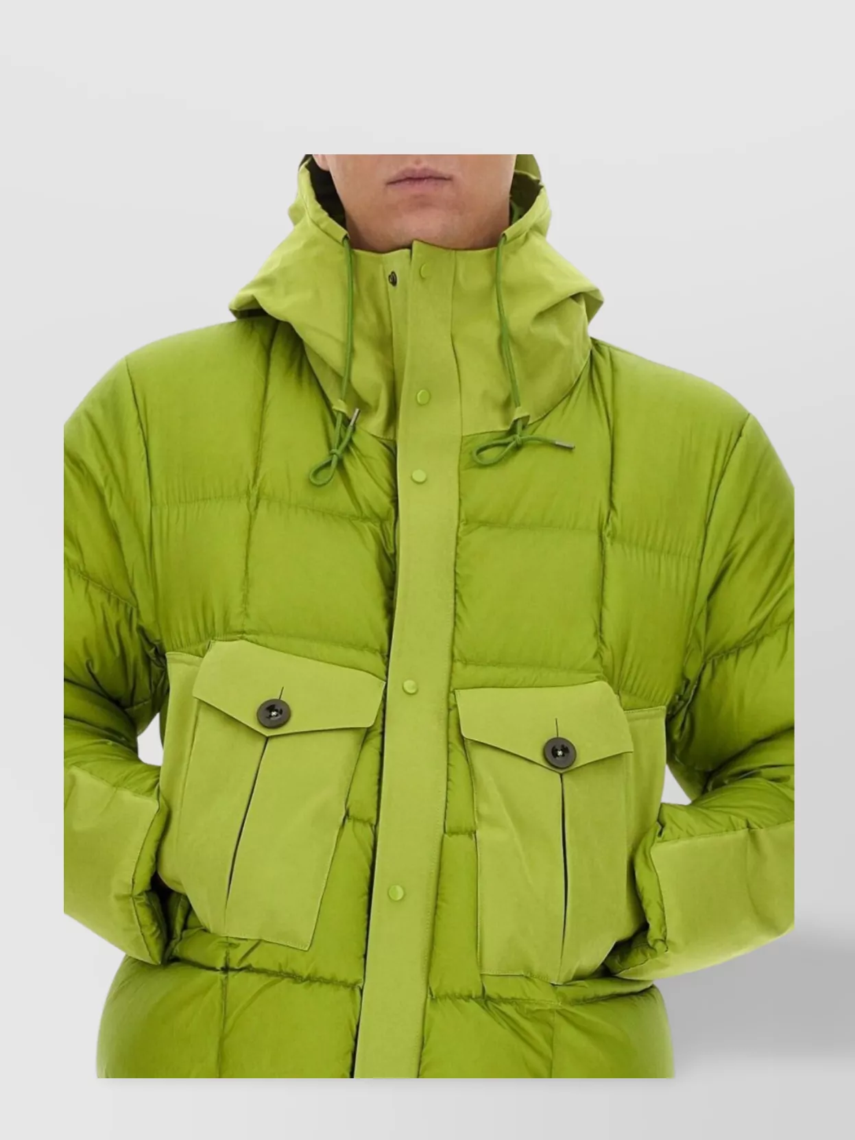 Ten C Quilted Hooded Jacket Drawstrings
