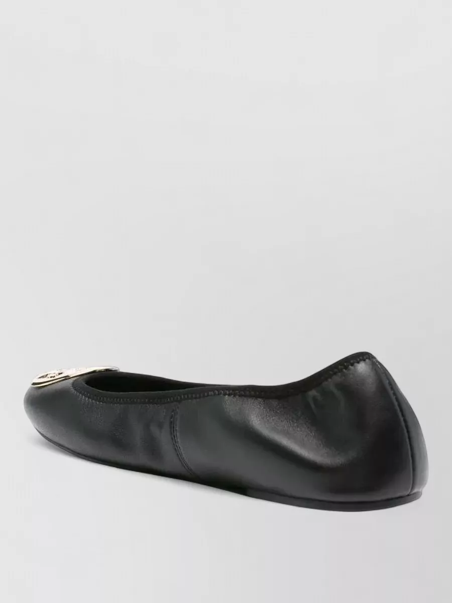 Tory Burch Leather Logo-Appliqué Ballerina Flats