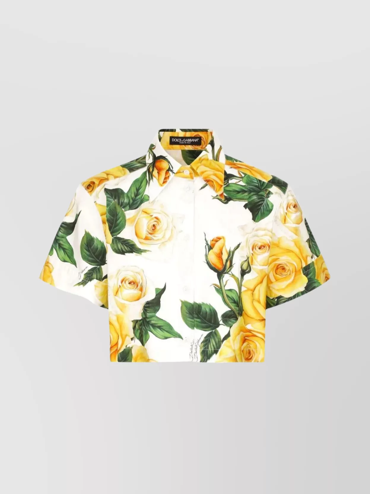 Shop Dolce & Gabbana Rose Print Belted Cropped Shirt