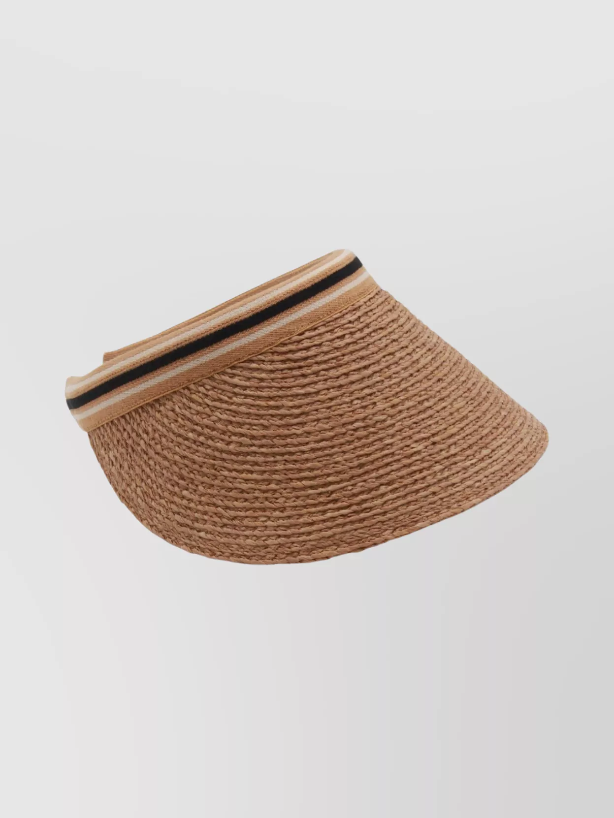 Helen Kaminski Striped Band Open Top Woven Hat In Brown