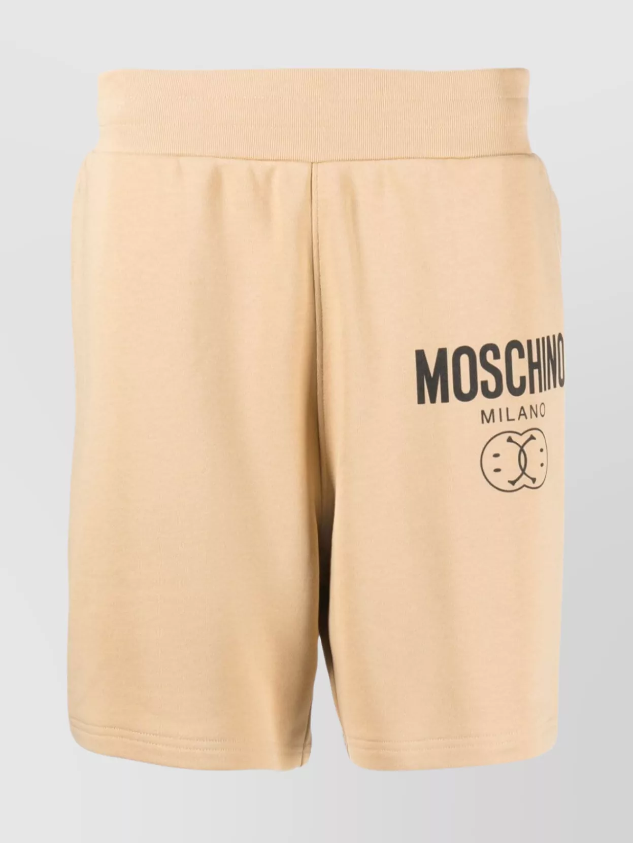Shop Moschino Knee-length Elastic Waistband Shorts In Cream