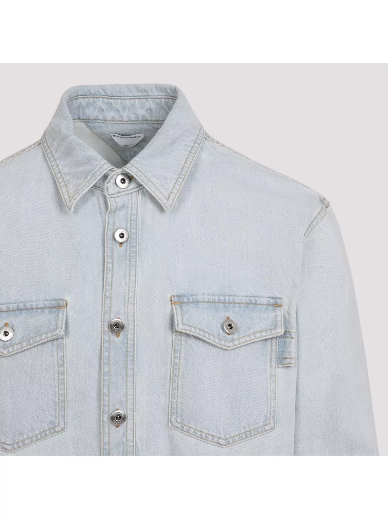 Bottega Veneta Bleached Light Denim Shirt In Blue