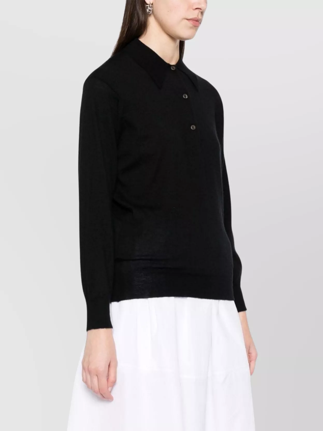 Prada Collared Cashmere Polo Shirt With Long Sleeves