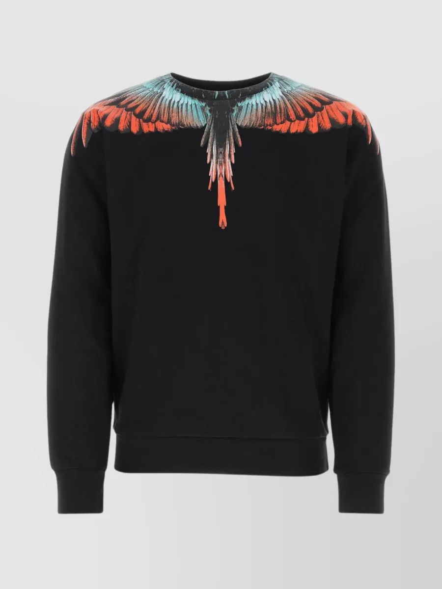 Shop Marcelo Burlon County Of Milan Cotton Sweatshirt With Iconic Wing Prints In Black
