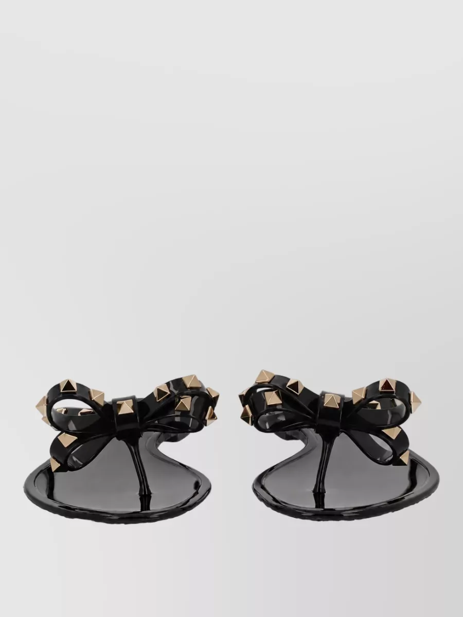 Valentino Garavani Rockstud Flat Sandal Studded Bow Detail