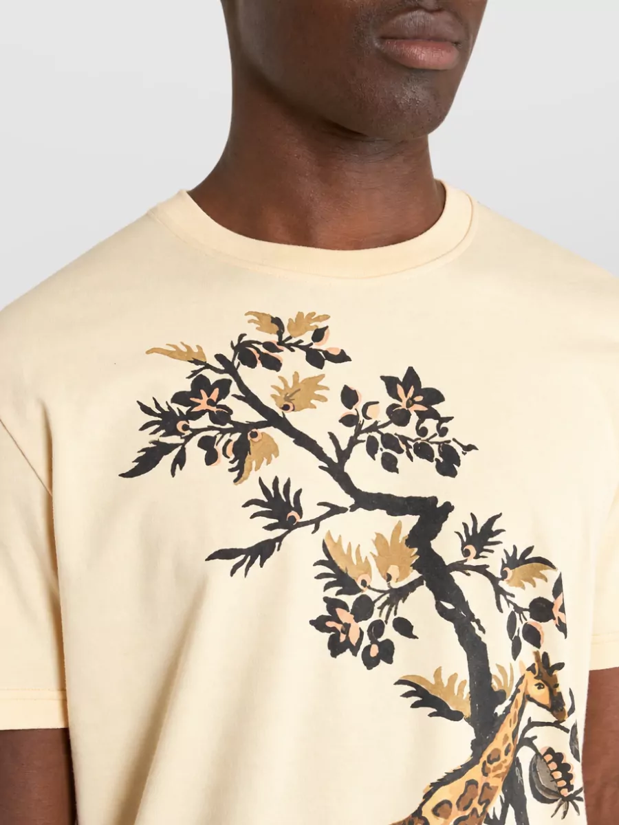 Etro Giraffe Print Cotton Jersey Short Sleeve T-Shirt