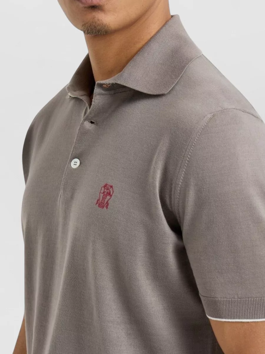 Brunello Cucinelli Polo Shirt Featuring Logo And Ribbed Cuffs