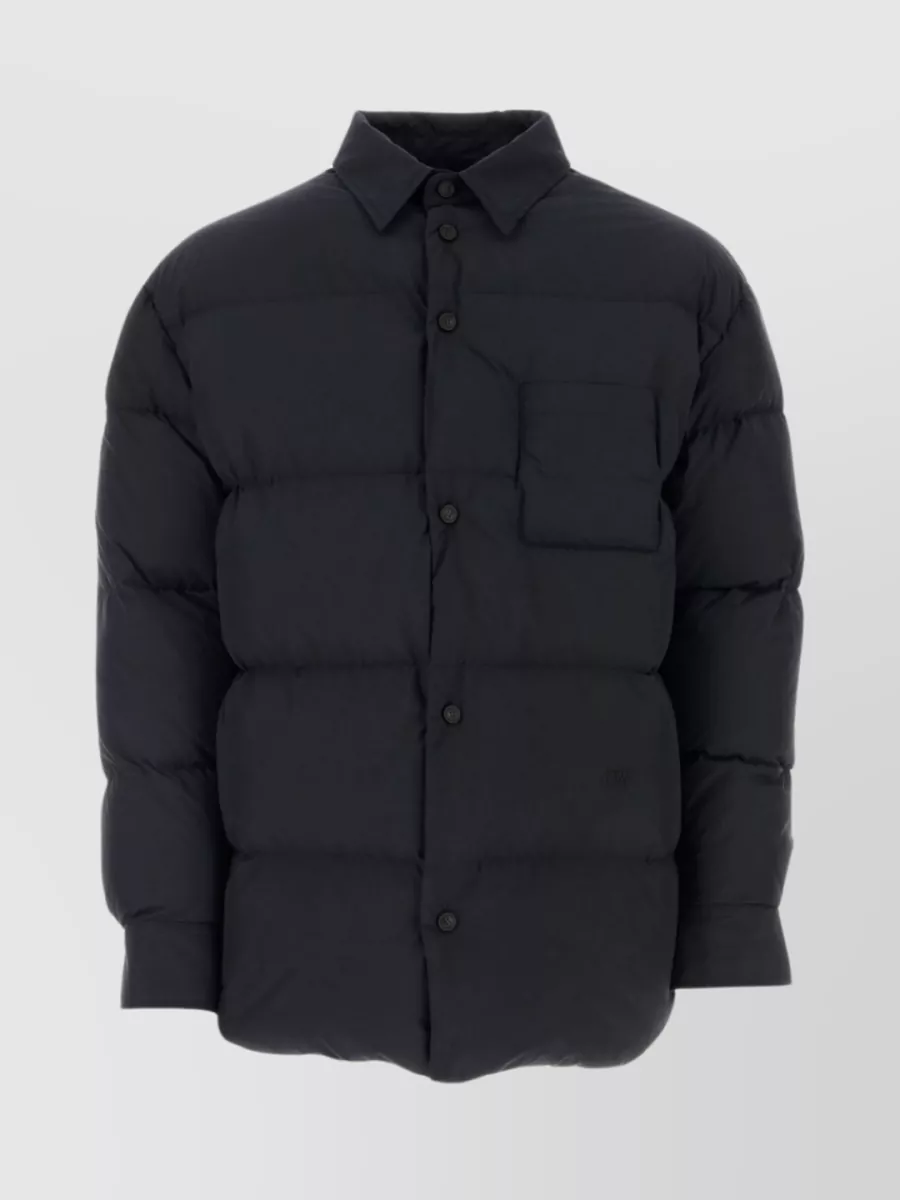 Shop Off-white Pointed Collar Polyester Down Jacket In Black