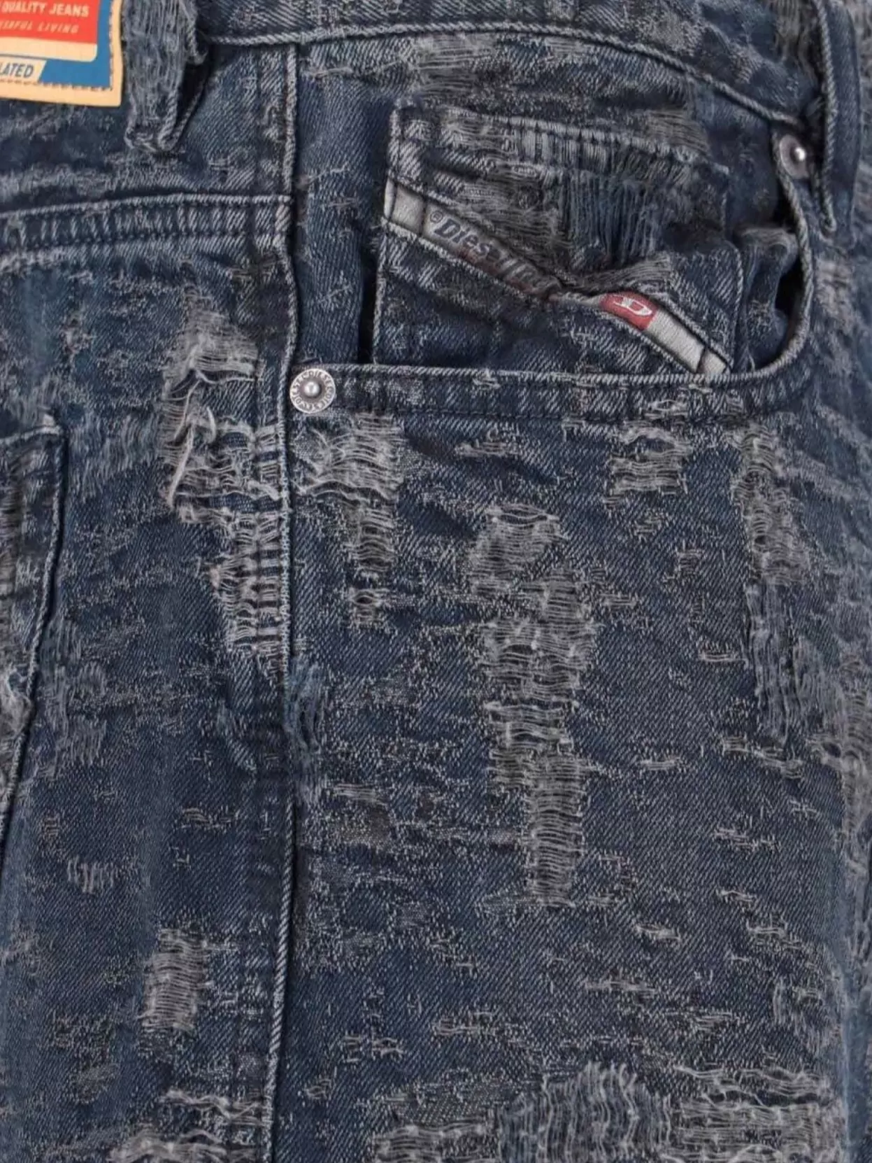 Diesel Wide-leg Trousers Distressed Texture In Blue
