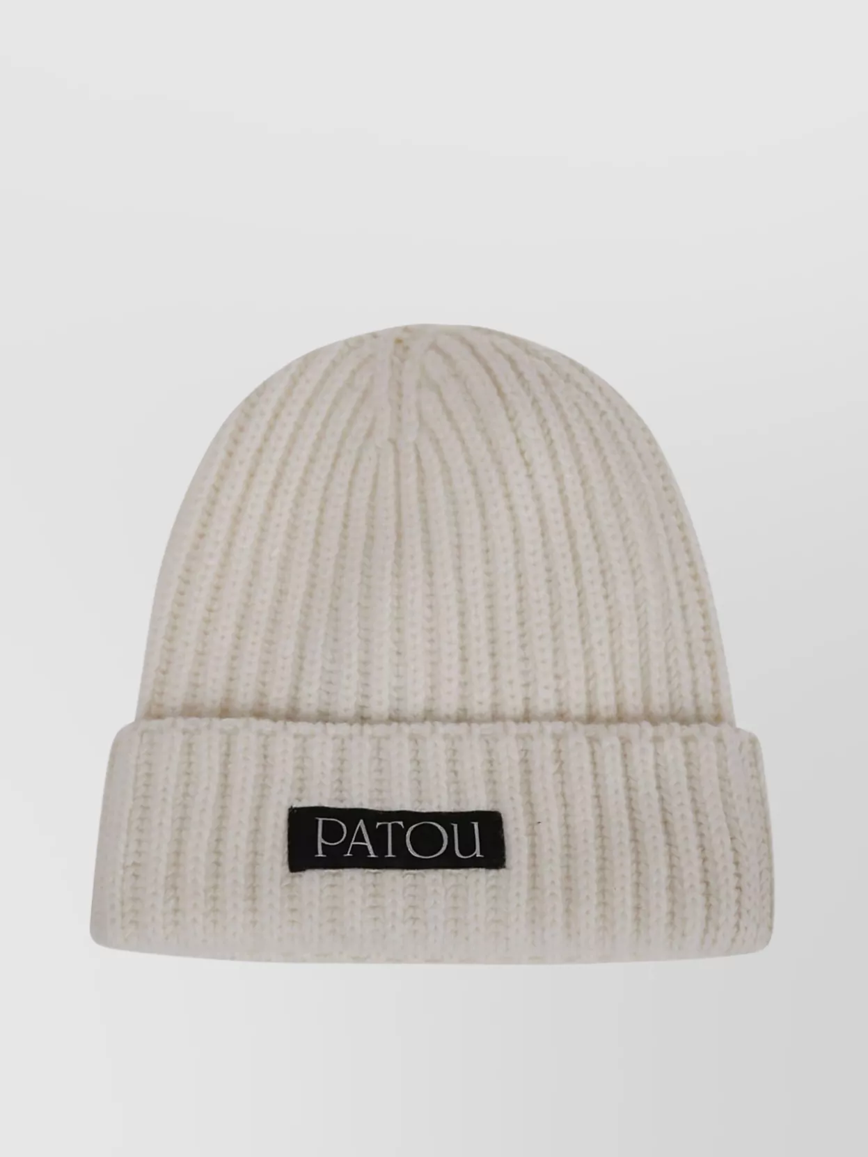 Shop Patou Folded Edge Knit Hat In Beige