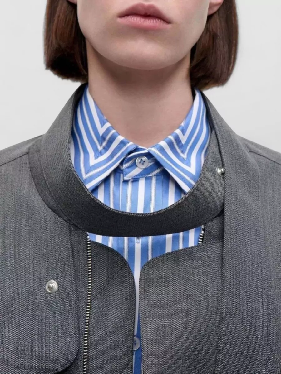 Victoria Beckham Virgin Wool Scarf Bomber Jacket