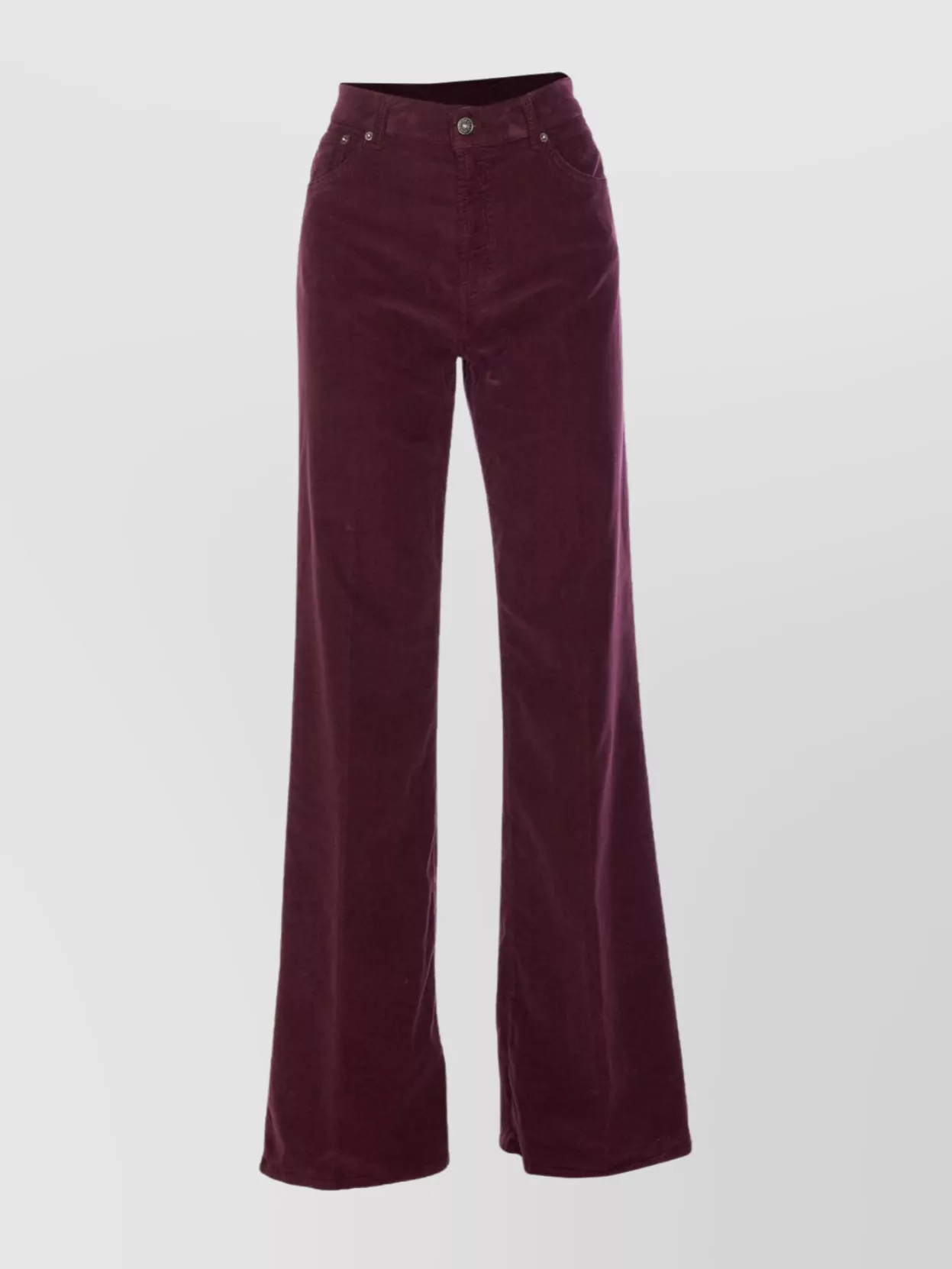 Dondup Loose Fit Corduroy Trousers With Back Pockets In Burgundy