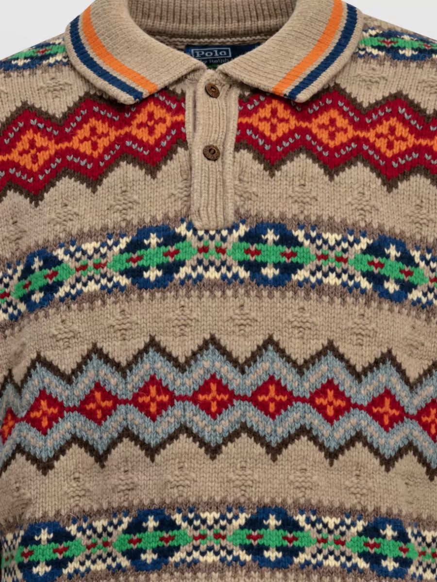 Polo Ralph Lauren Wool Blend Fair Isle Polo Sweater